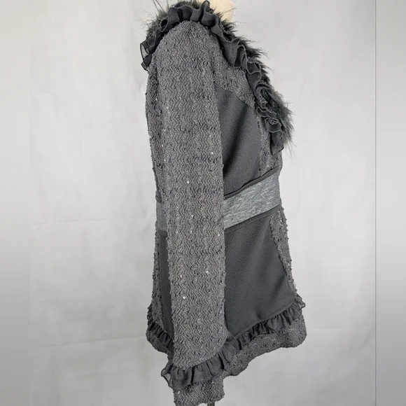 Fantazia Jacket Mixed Fabric button Front Size Medium - Picture 5 of 10